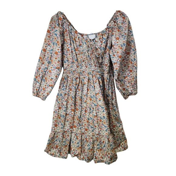 Arula by Altar'd State Floral Smocked Dress Puff Sleeves & Ruffle Hem Size 10/12 - Picture 1 of 8